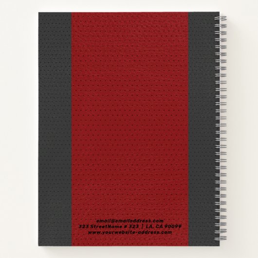Rood en grijs kunstleder notitieboek (Achterkant)