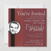 Rood en grijs stijlvol Afstuderen met fotouitnodig Kaart (Achterkant)