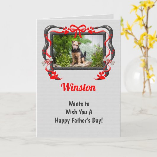 Rood en grijs van de hond Vaderdag Kaart (Gele Bloem)