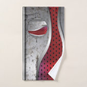 Rood- en grijze metalen bad handdoek (Handdoek)