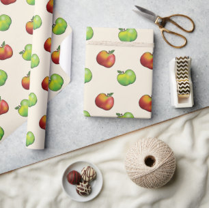 Rood en groen appel past in patroon cadeaupapier