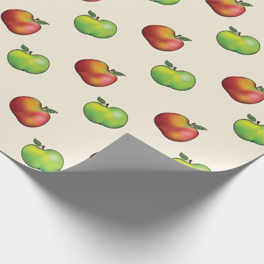 Rood en groen appel past in patroon cadeaupapier (Hoek)
