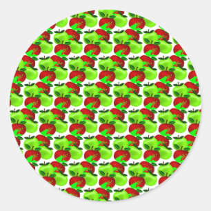 Rood en Groen appelstaalpatroon Ronde Sticker