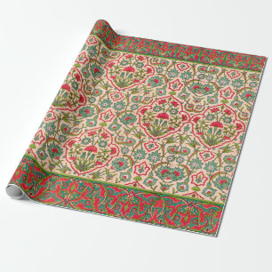  rood en groen Arabisch bloemenpatroon Cadeaupapier