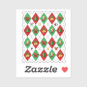 Rood en Groen Argyle Patroon Kerstmis Sticker (Vel)