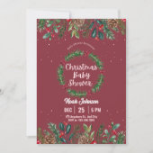 Rood en Groen Bloemen Kerst Baby shower Kaart (Voorkant)