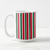 Rood en Groen Candy Cane Christmas Stripes Koffiemok (Links)