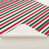 Rood en Groen Candy Cane Christmas Stripes Sherpa Deken (3/4)