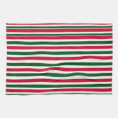 Rood en Groen Candy Cane Christmas Stripes Theedoek (Horizontaal)