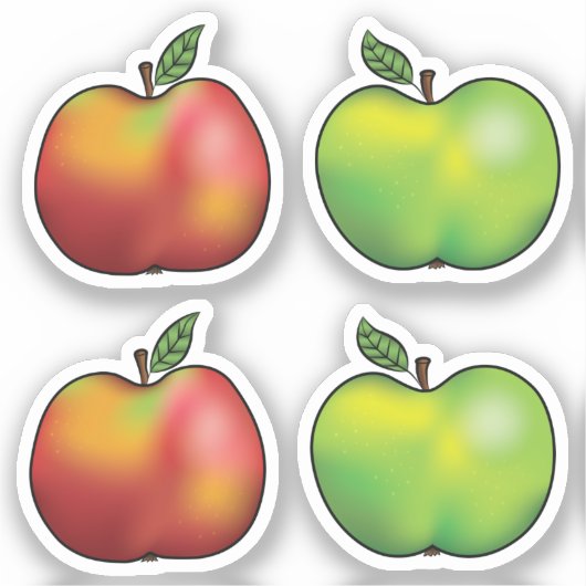 Rood en groen Cartoon appelmoes Sticker (Voorkant)