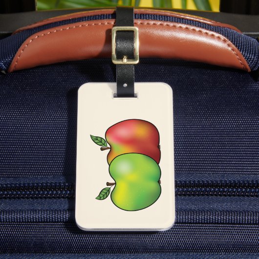 Rood en groen Cartoon appelvruchten en aangepaste  Bagagelabel (Voorkant Insitu 2)
