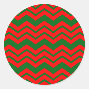 Rood en groen Chevron patroonontwerp Ronde Sticker