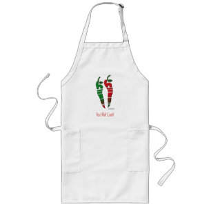 Rood- en groen-Chili Apron Lang Schort