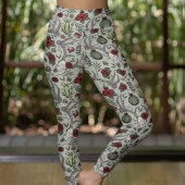 Rood en groen Country Cowgirl Herten Schedel & gew Leggings