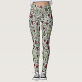 Rood en groen Country Cowgirl Herten Schedel & gew Leggings (Voorkant)