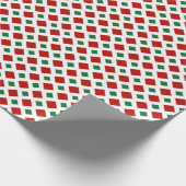 Rood en groen diamant op wit cadeaupapier (Hoek)