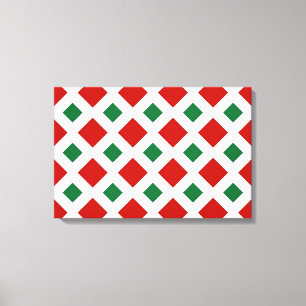 Rood en groen diamant op wit canvas afdruk