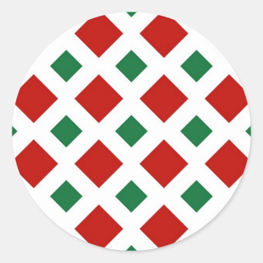 Rood en groen diamant op wit ronde sticker (Voorkant)