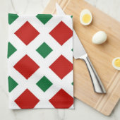 Rood en groen diamant op wit theedoek (Quarter Fold)