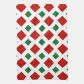Rood en groen diamant op wit theedoek (Verticaal)