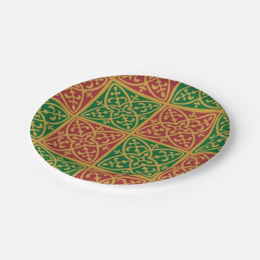 Rood en groen Fleur-de-lis vakantiepapier Bord (Gekanteld)