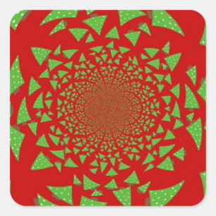 Rood en groen fractal patroon vierkante sticker