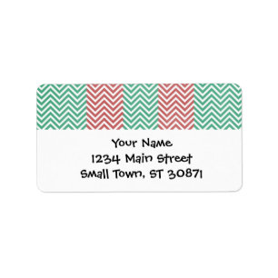 Rood en Groen Gepersonaliseerd Chevron Zig Zags Etiket