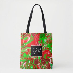 Rood en groen gepersonaliseerde flexibele kunst draagtas