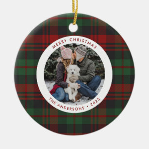 Rood en groen geplakt Single Photo Holiday Keramisch Ornament