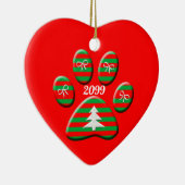 Rood en groen gestreept kerstmis keramisch ornament (Rechts)