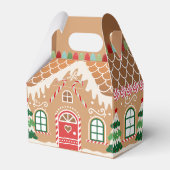 Rood en Groen Gingerbread Huis Favor Box Bedankdoosjes (Voorkant Zijde)
