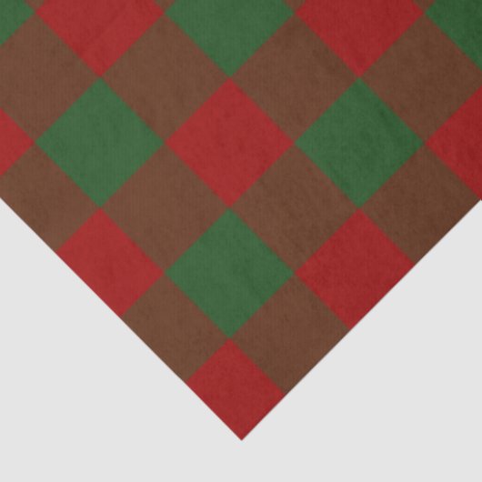 Rood en Groen Gingham Patroon Weefseldocument Tissuepapier (Detail)