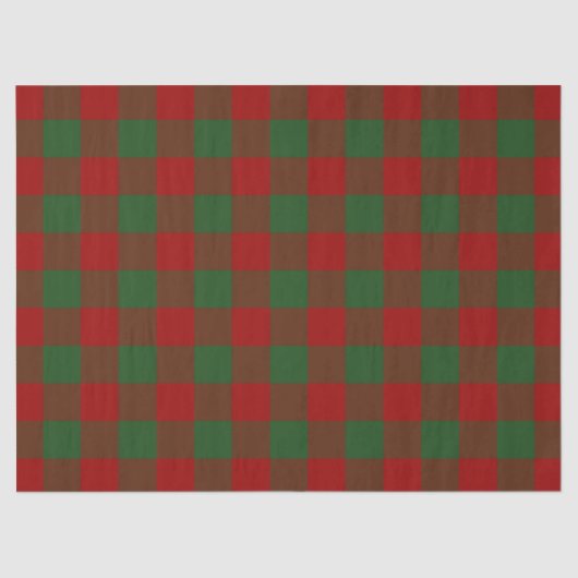 Rood en Groen Gingham Patroon Weefseldocument Tissuepapier (Voorkant)