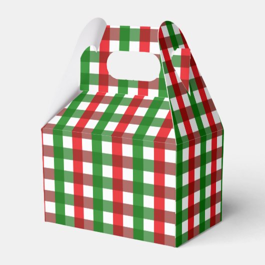 Rood en groen Gingham Pattern Kerstmis Bedankdoosjes (Achterkant)