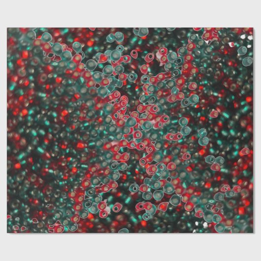Rood en groen grote kralen cadeaupapier (Vlak)