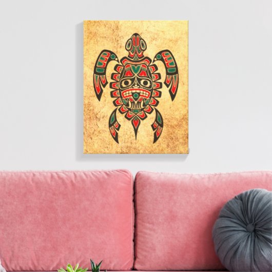 Rood en Groen Haida Spirit Zee Schildpad Canvas Afdruk (Insitu (Woonkamer))
