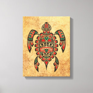 Rood en Groen Haida Spirit Zee Schildpad Canvas Afdruk