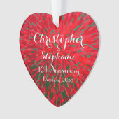 Rood en Groen Hart Jubileum Kerst Acryl Ornament (voorkant)