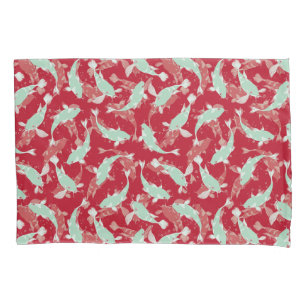 Rood en Groen Herhalend Motief   Koi vispatroon Kussensloop