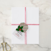 Rood en Groen Holly Kerstmis Cadeaulabel (Met Touw)
