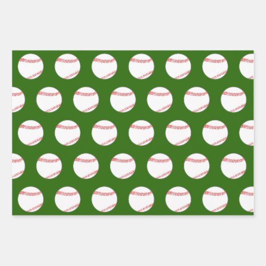 Rood en groen honkbal en kerstkerstmis inpakpapier vel (Voorkant 3)