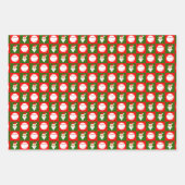 Rood en groen honkbal en kerstkerstmis inpakpapier vel (Voorkant)