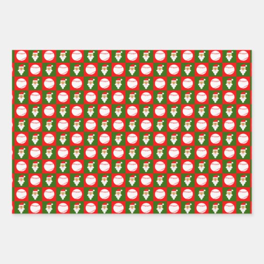 Rood en groen honkbal en kerstkerstmis inpakpapier vel (Voorkant)