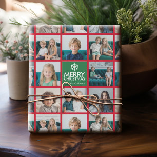 Rood en groen kerst 8 Fotocollage Cadeaupapier