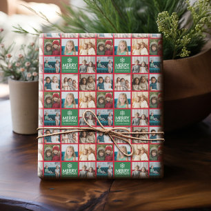 Rood en groen kerst 8 Fotocollage Cadeaupapier