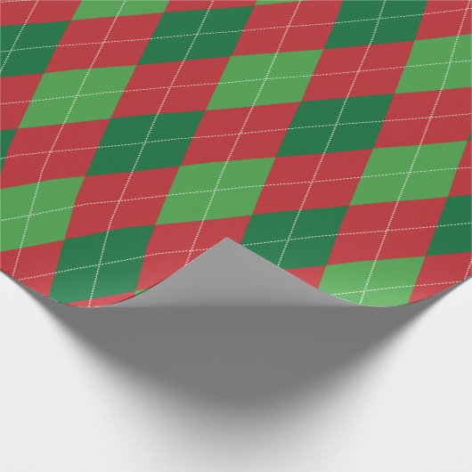 Rood en groen kerstfeest Extra Grote Argyle Cadeaupapier (Hoek)
