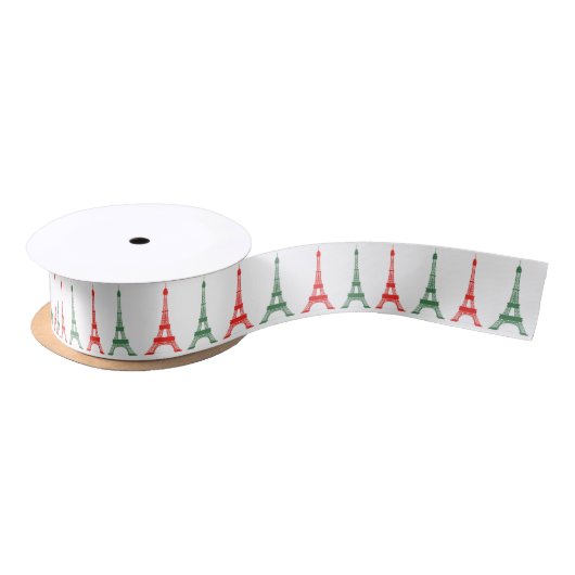 Rood en groen kerstfeest Frans thema Eiffeltorens Lint (Spoel)