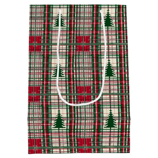 Rood en groen kerstfeest medium cadeauzakje (Achterkant)