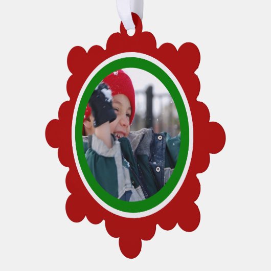 Rood en groen kerstfeest ornament kaart (Links)