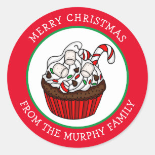 Rood en groen kerstfeest ronde sticker